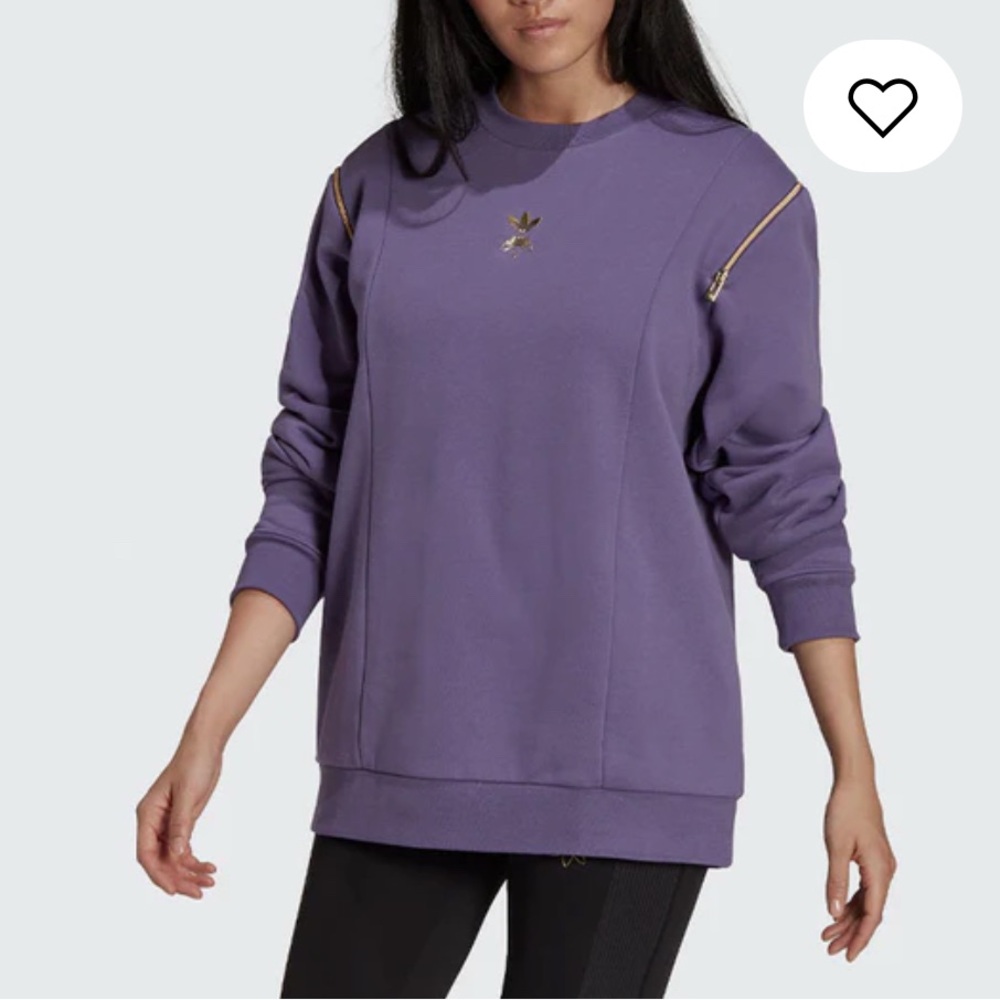 Adidas purple crew with Gold logo Details/ woman’s size XS/ new with tags